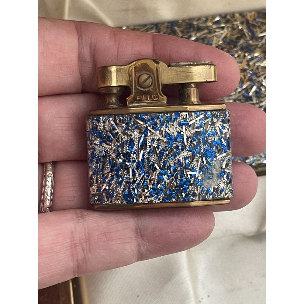 RARE Vintage 50s Confetti Lucite Powder Compact, Field Lighter & Cig Case BOXED - Picture 11 of 14